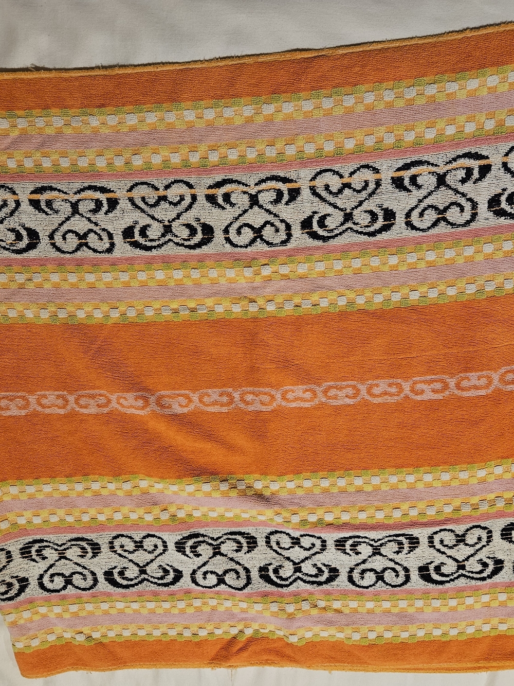 Vintage Orange Patterned Bath Towel